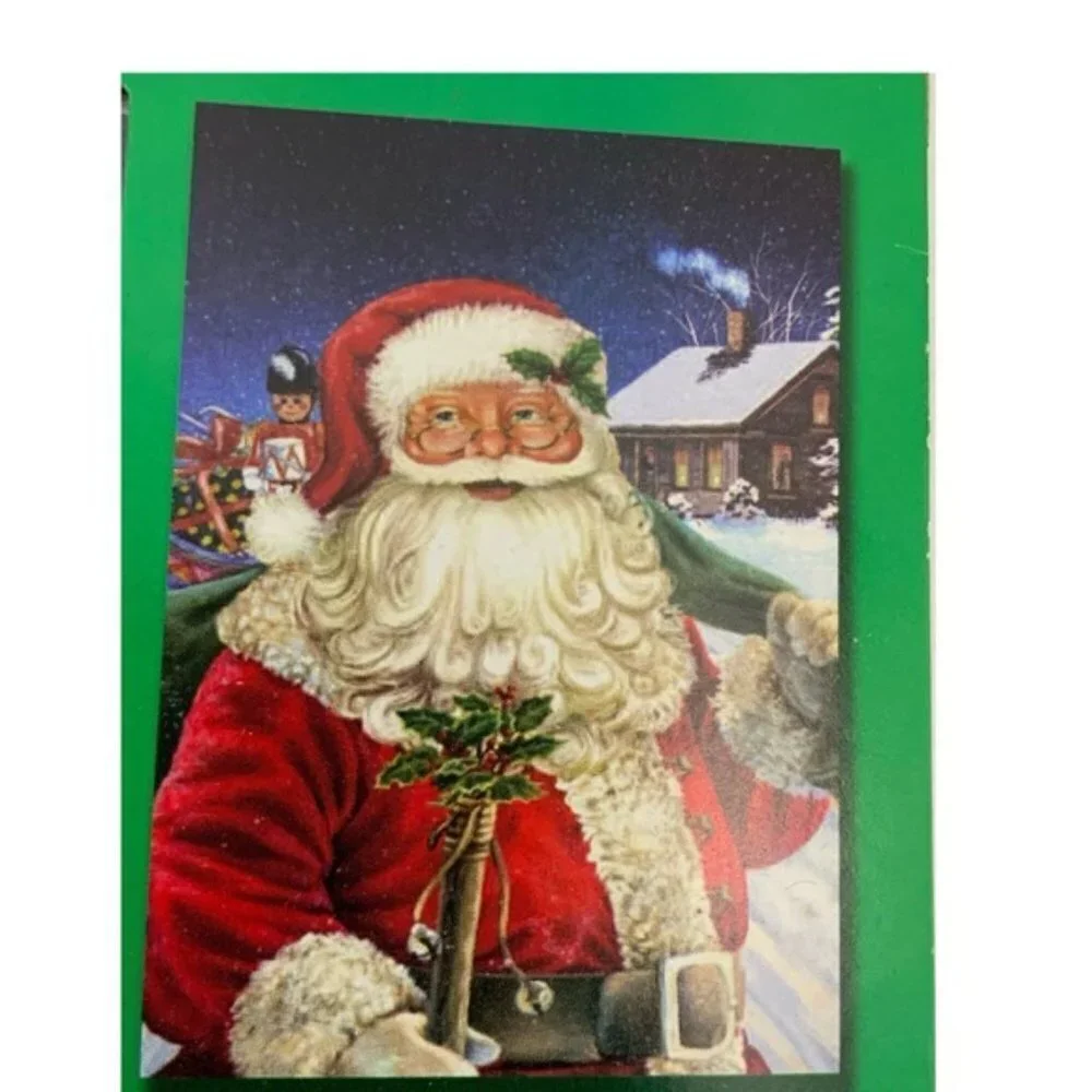 Christmas Santa Flag Banner Garden Flag with Pole Complete Set 11.75 in x 18 in